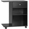 Vinsetto Mobile Porta Stampante in Legno Nero con 1 Cassetto, 2 Ripiani e Mensola CPU, per Ufficio 60x40x68.5cm