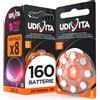 Udivita 160 Batterie Udivita Misura 13 per Apparecchi Acustici Auricolari (PR48 Arancioni - Zinco Aria) con Phono Pulse Technology - 20 Blister da 8 Batterie