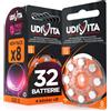 Udivita 32 Batterie per Apparecchi Acustici Udivita Misura 13 (Arancioni) PR48 Zinco Aria con Phono Pulse Technology - 4 Blister da 8 Pile