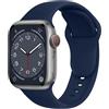 ELETTRONEO C1 Cinturino per Apple Watch Ultra 3 2 49mm, Serie 11 10 46mm, 9 8 7 45mm 41mm, SE 6 5 4 44mm 40mm, 3 2 1 42mm 38mm Donna Uomo Band Bracciale Sport Silicone, Marianna Blu
