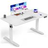 TRIUMPHKEY Scrivania Elettrica Regolabile in Altezza 140 x 60 cm, Supporto per Monitor, Piano Giuntato, Scrivania Gaming Seduta/In Piedi, Tavolo per Casa e Ufficio, Bianco