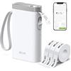 Nelko P21 Etichettatrice Bluetooth portatile, stampante adesiva wireless con più modelli per organizzazione e etichettatura di archiviazione, con 3 rotoli di nastro termico (14 x 40 mm), bianco