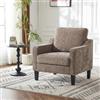 Clevich Poltrona Salotto In Ciniglia Stile Retrò E Schienale Gambe In Legno Poltrona Imbottita Con Braccioli Relax Per Salotto Soggiorno Caffè Camera Da Letto (1pc, Marrone)