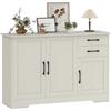 HOMCOM Credenza Cucina, Mobile Cucina con 2 Cassetti, 2 Armadietti, Credenza Buffet con Ante Chiusura Soft-close, Ripiani Regolabili, per Salotto Sala da Pranzo Soggiorno, 120x38x79 cm, Crema
