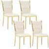 WOLTU Set di 4 Sedie Sala da Pranzo in Velluto, Trasparenti Moderne di Design, Schienale Alto, Gambe in Metallo, Portata 150 kg, Beige