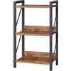 HOOBRO Scaffale a 3 Ripiani in Stile Industriale, Libreria Angolare, Scaffale a Scala, con Struttura in Metallo, per Soggiorno, Camera, Ufficio, Cucina o Ingresso, Marrone Vintage e Nero EBF71SJ01