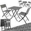 tectake® Set 3 Pezzi Trevi in Rattan, 1 Tavolo con 2 Sedie, Protezione dai Raggi UV, Ripiegabile, Design Moderno, Set Giardino, Terrazzo, Balcone, Campeggio - Grigio