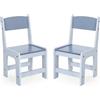 MAMIZO Set di 2 sedie per bambini in legno, a partire da 1 anno, altezza seduta 27 cm, sedie per bambini fino a 80 kg, 55 x 30 x 28 cm, per cameretta dei bambini, con schienale e poggiapiedi, blu
