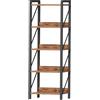 HOOBRO Scaffale a 5 Ripiani in Stile Industriale, Libreria Angolare, Scaffale a Scala, con Struttura in Metallo, per Soggiorno, Camera, Ufficio, Cucina o Ingresso, Marrone Vintage e Nero EBF73SJ01