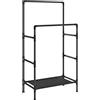 SONGMICS Stand Appendiabiti, Appendiabiti da Terra in Metallo con 2 Barre, Ripiano Portaoggetti, Max Portata 55 kg, Montaggio Facile, Nero RDR001B02
