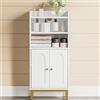 Hzuaneri Mobile da Bagno, mobile bagno, con 2 Ripiani Aperti Regolabili e 2 ante, per Bagnos, Soggiorno, Ingresso, Cucina, 20 x 37 x 84 cm, Bianco-Oro BC48213G