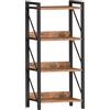 HOOBRO Scaffale a 4 Ripiani in Stile Industriale, Libreria Angolare, Scaffale a Scala, con Struttura in Metallo, per Soggiorno, Camera, Ufficio, Cucina o Ingresso, Marrone Vintage e Nero EBF40SJ01