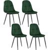 Lestarain set di 4 Sedia da Pranzo in Velluto, Sedie sala da pranzo con Schienale, Sedia Ergonomica con Gambe Metalliche, Seduta Imbottita, Verde Scuro LCNI109002-4