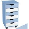 tectake® Cassettiera Ufficio con Ruote 65x36x40cm, Cassettiera Scrivania, Mobiletto salvaspazio 6 Cassetti, Organizer cancelleria, Cassetti Scrivania, Mobiletto con Ruote per Ufficio, Studio - Blu