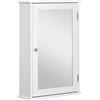 kleankin Specchio Bagno Contenitore con Anta a Chiusura Magnetica, Mobile Bagno con Specchio da Parete, Ripiano Regolabile, Mobiletto Salvaspazio in Vetro 41x14x60 cm Bianco