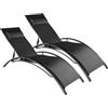 tectake® Set di 2 Lettini Prendisole, Morbido Poggiatesta, Resistente alle Intemperie, Lettino pieghevole, Sdraio da Mare, Spiaggia, Giardino. Lettino in Alluminio, Sole, 5 Posizioni (Nero)
