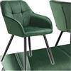 tectake® Sedie da Pranzo Effetto Velluto Trapuntato, Elegante, Imbottitura Schiuma Alta Densità, Gambe in Acciaio, Montaggio Semplice - Verde Scuro/Nero, 1 Sedia