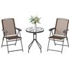 Outsunny Tavolino con 2 Sedie Set Mobili 3pz Pieghevole Regolabile Esterno Textilene Marrone