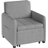 WOLTU 3-in-1 Divano Letto, Poltrona Letto Trasformabile con Reclinazione a 5 Posizioni, Divano Singolo Pieghevole per Piccoli Spazi, Chaise Lounge, Tessuto in Spugna Traspirante, Grigio Chiaro
