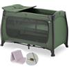 hauck Lettino Da Viaggio Play N Relax Center Set con Materasso Comfort e Zanzariera - Culla Neonato 120x60cm con 2 Livello, Fasciatoio, Borsa e Apertura - Verde Scuro