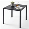 LIFERUN Tavolo da giardino in Alluminio, 75x75 cm Quadrato Tavolo da Esterno in Metallo per Balcone Terrazze, Inossidabile, Resistente Alle Intemperie, Facile da montare, Nero, Ampio Pannello 11 cm