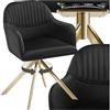 tectake® Sedia Girevole in Velluto, Sedia Sala da Pranzo con Imbottitura, Sedia Moderna con Braccioli e Gambe in Acciaio, Ideale per Sala da Pranzo, Ufficio o Salotto - Nero/Oro