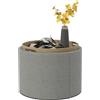 HOMCOM Pouf Contenitore Effetto Lino da 120 kg max, Pouf con Coperchio, con Vassoio a Ribalta, Tavolino da Caffè in MDF, Spazio a Scomparsa, 56x56x42 cm, Grigio