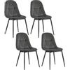 Lestarain set di 4 Sedia da Pranzo in Velluto, Sedie sala da pranzo con Schienale, Sedia Ergonomica con Gambe Metalliche, Seduta Imbottita, Nero, Grigio Scuro LCNI109001-4