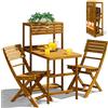 CASARIA® Set di mobili da balcone pieghevoli, 3 pezzi, in legno di acacia, resistente alle intemperie, certificazione FSC®, set per terrazza