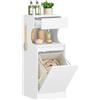 Hzuaneri Mobile Bagno, Mobiletto Bagno Salvaspazio, Con cesto portabiancheria pieghevole, per Bagnos, Soggiorno, lavanderia, 40 x 40 x 100 cm, Bianco BC42003X