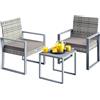 Casaria® Mobili Giardino Polyrattan Robusto Tavolo WPC 160kg 2 Sedie Regolabili Cuscini Terrazza Balcone Lounge Set Tavolino con Poltroncine Esterno