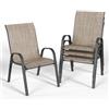 UDPATIO Set di 4 Sedie da Giardino Impilabili, 62 x 67 x 96 cm Sedie Esterno con Schienale Alto e Braccioli, Tessuto Textilene e Struttura Metallo per Esterno e Terrazze, Marrone