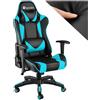 tectake® Sedia da Gaming per Gamer, Poltrona da Ufficio Ergonomica, Sedia Gaming con Braccioli Imbottiti, Doppie Rotelle Resistenti, Struttura Robusta, Regolabile, Portata fino a 120 kg - Nero/Azzurro