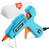 DEKOPRO Pistola Colla a Caldo Mini: DEKO 50W Pistola a Caldo per Crafting con 85 Pezzi 7mm×120mm Colla a Caldo, per Scuola, DIY, Carta, Vetro, Tessuto, Metallo, Legno, Plastica- Blu Pavone