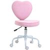 HOMCOM Sedia per Scrivania a Forma di Cuore, Sedia da Ufficio con 5 Rotelle Girevoli e Altezza Regolabile in Tessuto, 42x50x79-89cm, Rosa