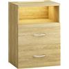 Casaria® Comodino Illuminazione LED Touch 40x28x55cm in Legno 2 Cassetti Camera da Letto Tavolino Comodini