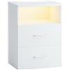 Casaria® Comodino Illuminazione LED Touch 40x28x55cm in Legno 2 Cassetti Camera da Letto Soggiorno Tavolino Comodini