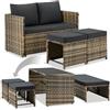 tectake® Set Salotto da Giardino Esterno in Rattan 2 in 1 Versatile, divano 2 posti e set sedie, Cuscini Impermeabili, 4 persone e Tavolino da Esterno, per Set Giardino, Balcone e Terrazzo - Naturale