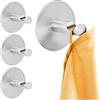 RICOO Ganci Adesivi Premium MH016-4, Set da 4 Gancetti Adesivi per Bagno e Cucina Porta Accappatoio e Asciugamani Appendiabiti Adesivo Edelstahl Argento Stile Moderno
