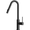 CECIPA Rubinetto da cucina nero, ad alta pressione con doccetta estraibile, rubinetto a forma di V, in acciaio inox, con due tipi di getto, girevole a 360°