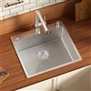 CECIPA 54x49 cm Lavello Cucina in Acciaio Inox con Dispenser Sapone e Foro, Lavandino Cucina 1 Vasca per Mobile da 60cm, Lavelli da Incasso o Banco con Sifone e Scarico