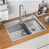 CECIPA 68x48 cm Lavello Cucina 1 Vasca con Dispenser Sapone, Lavandino Cucina con Vasca Mobile, Lavello in Acciaio Inox 304 per Mobile di lunghezza 70cm, con Sifone e Scarico