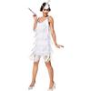 dressforfun Costume da donna Charleston Diva | Eccitante costume e un sogno di colore bianco | Fascia per capelli con fiore finto e piuma (S | No. 301585)