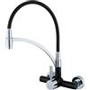 Kelleria Rubinetto Cucina Flessibile a Parete, Acciaio Inox Miscelatore Monocomando a Muro Girevole a 180°, Rubinetti per Lavello con Beccuccio Flessibile in Silicone, Aeratore Rimovibile, Nero
