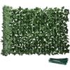 Outsunny Rotolo di Siepe Finta di Faggio per Balcone e Giardino in PE, 300x100 cm Siepe Artificiale con Foglie di Edera, Protezione UV, Verde Scuro