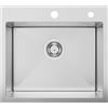 Sofetiy Lavello da cucina 50 x 45 cm, in acciaio inox, moderno lavello da incasso, colore nero, con 2 fori per rubinetto, per sottolavello a partire da 50 cm, in acciaio inox SUS 304, con sifone