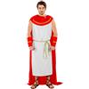 dressforfun Costume da uomo - Antico romano Tiberio | Elegante veste lunga | Cintura dorata da allacciare in vita | Imponente mantello rosso (L/XL | no. 300404)