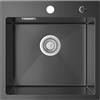 Sofetiy Lavello da cucina nero antracite 45 x 45 cm, con sifone, lavello da cucina in acciaio inox rettangolare per sottolavelli a partire da 45 cm di larghezza, lavandino da incasso, piccolo lavello