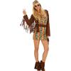 dressforfun Costume da Donna - Lady Freedom | Abito Corto e Colorato con Fantastico Gilet | Incl. Graziosa Fascia per Capelli e Pantaloni a Zampa di elefante con Frange (M | No. 300928)