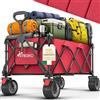 TRESKO® Carrello pieghevole da 215 l con freno, carrello pieghevole da 150 kg con pneumatici in gomma piena, pieghevole, extra large, ruote per tutto il terreno, con borsa per il trasporto
